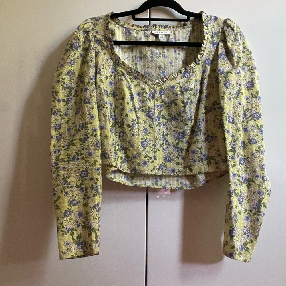 Topshop floral Yellow and Blue Women's Top